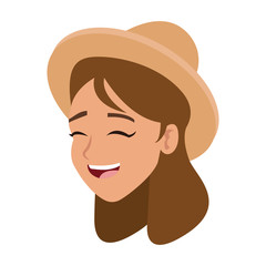 Happy young woman face vector illustration graphic design