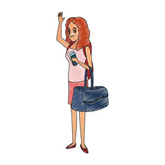 Woman tourist cartoon vector illustration graphic design
