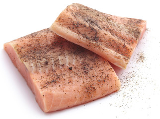 Uncooked salmon fish