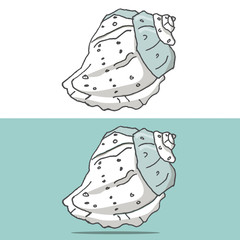 Cockleshell illustration vector geometric drawing shell font color element sea ocean life blue texture font top view clip art on white background