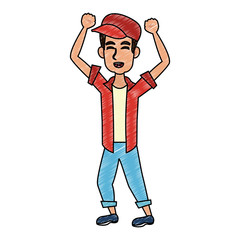 Young man cartoon vector illustration graphic design