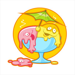 Fototapeta premium Cartoon melting ice cream