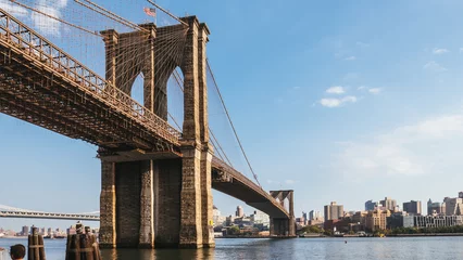 Crédence de cuisine en verre imprimé Brooklyn Bridge New York, États-Unis / Pont de Brooklyn au crépuscule