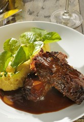Lacquered Rib with Creamy Polenta and Watercress