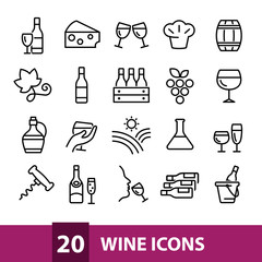 wine vector icons collection