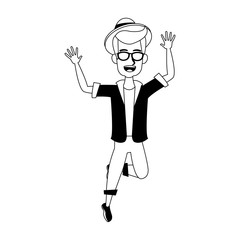 Happy young man jumping vector illustration graphic design