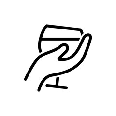 glas of wine in hand vector icon