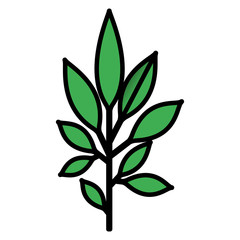 Naklejka premium branch with leafs decorative icon vector illustration design