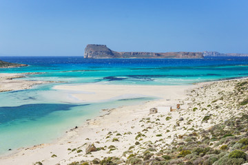 Beautiful seascape is the famous Balos beach on the island of Crete, Greece. 