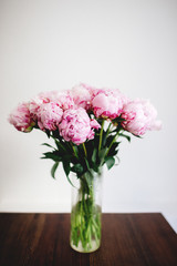 Bouquet of pink peonies.