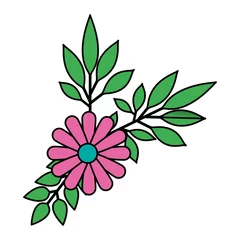 Photo sur Plexiglas Monstera flower and leafs decorative icon vector illustration design