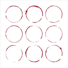 Vector wine glass stain circle and drops