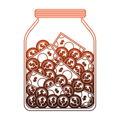 Saving in glass bottle vector illustration graphic design