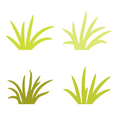 Set of grass tufts, clip art, transparent background
