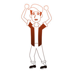 Happy young man jumping vector illustration graphic design
