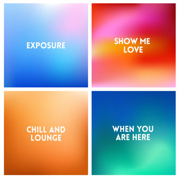 Abstract vector multicolored blurred background set. 4 colors set.