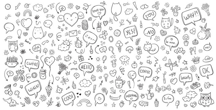 Vector hand drawn doodle set