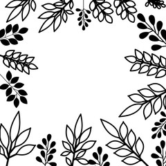 leafs plant frame pattern vector illustration design