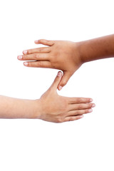 Isolated human hands on white background