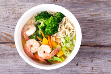 Ramen noodle prawn soup bowl