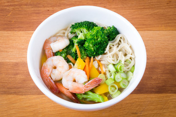 Ramen noodle prawn soup bowl