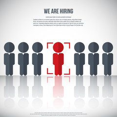 Human resources - we are hiring, poster, web banner, human resources concept, EPS10 vector