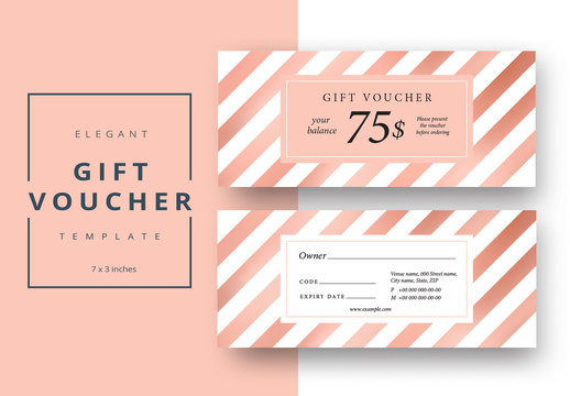 Gift Voucher Layout with Peach Diagonal Stripes