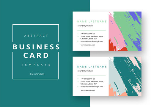 Business Card Layout with Colorful Abstract Accents