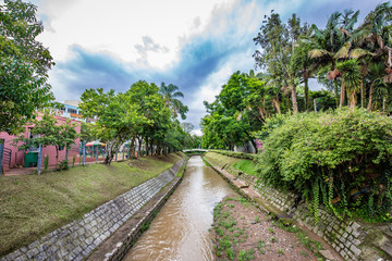 Pocos de Caldas, Minas Gerais/Brazil. Small river in the centre of the city.