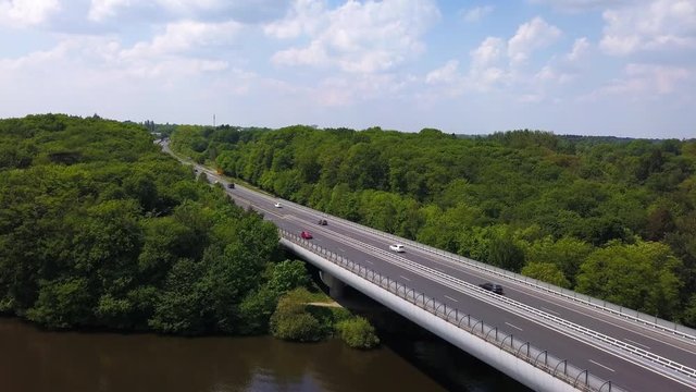 Aerial A11 highway in Nantes bridge