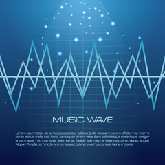 Fototapeta premium Music wave infographic over blue background vector illustration graphic design