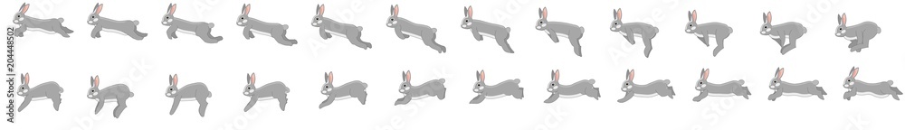 Wall mural rabbit run cycle animation spritesheet