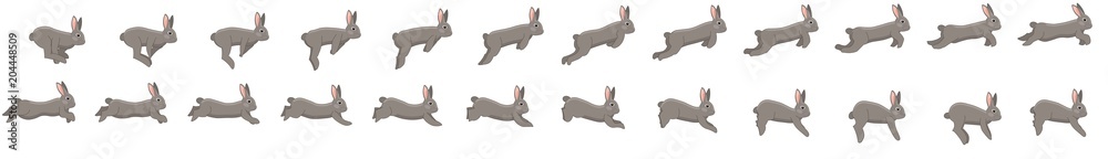 Wall mural rabbit run cycle animation spritesheet