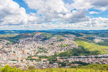 Fototapeta na wymiar Pocos de Caldas, Minas Gerias/Brazil. City view from the top of the Christ the Redeemer.