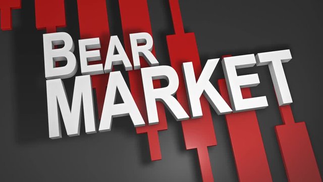 Bear market share stock prices fall 3D title animation for stock market