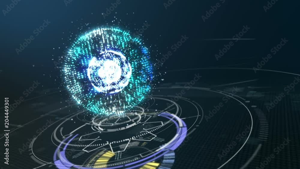 Poster Futuristic motion element user interface head up display of nuclear energy for background computer desktop screen display