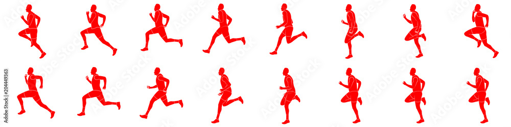 Wall mural man run cycle and jogging animation spite sheet