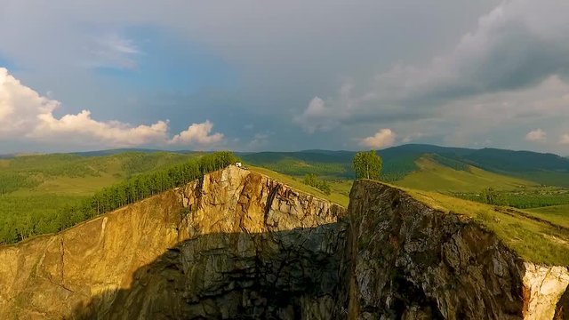 A view from the air to the Tuimsky landslide, on the site of an underground mine in the Republic of Khakassia. Russia