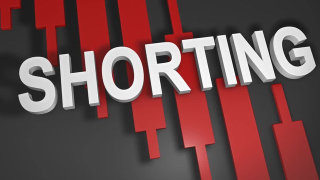 Short selling or shorting title graphic 3D animation for stock market