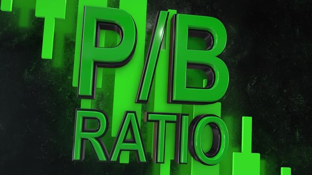 P/B Ratio price-to-book ratio 3D title animation for stock market