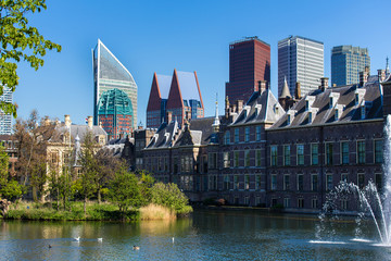 Obraz premium the hague city in the netherlands cityscape