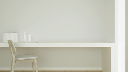 Study room or workspace for artwork - living area or workplace of  small office in coffee shop or apartment - 3D Rendering