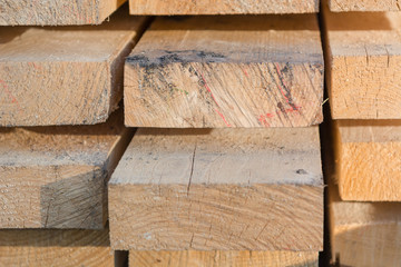 Texture of the board from the butt. The end of the tree. Many boards.