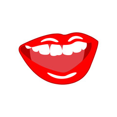 Woman's open mouth with sexy red lips.  Illustration