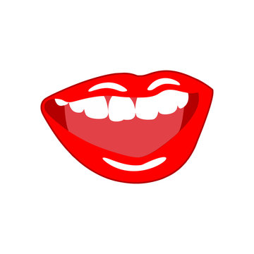 Woman's open mouth with sexy red lips.  Illustration