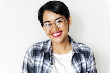 Portrait of cheerful Asian woman