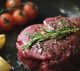 Cooking a fillet steak food photography recipe idea