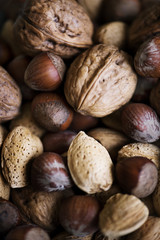 Variety of dried nuts food photography