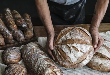 Crédence de cuisine en plexiglas Boulangerie Idée de recette de photographie culinaire de pain au levain fait maison