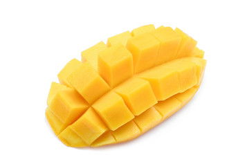 Fototapeta premium sliced ripe mango isolated on white background